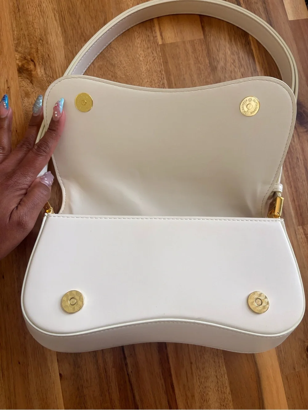 JW PEI White Shoulder Bag with Gold-Tone Hardware